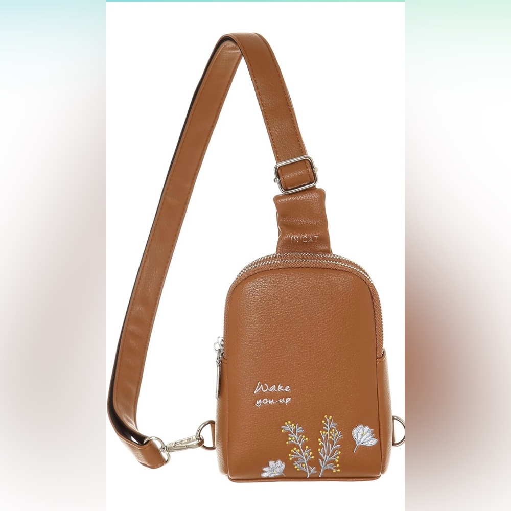 Small Crossbody Sling Bag Flower Embroidery Fanny Packs Fashion Waist Packs
